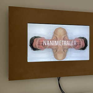 Michael ENDLICHER, LEIBHAFTIG PLURIFAKT, 2014, Video, Länge: 2:28 min, Sprache: ohne Ton, Ausstellungsansicht: Michael Endlicher: ZEICHEN SPRACHE IRONIE, KULTUM Graz, 11. Mai bis 13. Juli 2024, Kurator: Johannes Rauchenberger