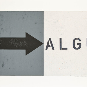 Peter Angerer: „Anfang“, Grafikunikate, Flachdruck, Schablonendruck, Schablonentext, 30cm x 40cm (Papier), 2020