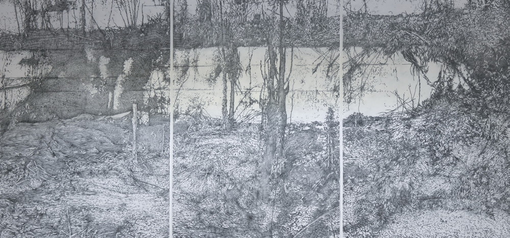 Peter Angerer: „Gstettn“, Foto,1988, Radierungen, 2004/21, Hochdrucke/Schablonentext, Zeichnung, 2020-23