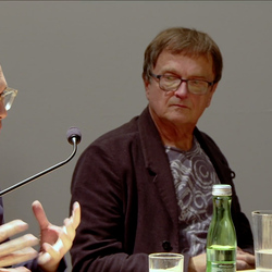 Doppelte Gäste: Thomas Ballhausen und Ferdinand Schmatz – 500 mg Orpheus Forte. | 17. November 2023 | Einführung: Barbara Rauchenberger  | Moderation des Gesprächs: Helwig Brunner. Foto: J. Rauchenberger