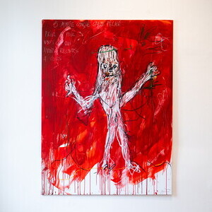 Guillaume Bruère, * 1976 in Châtellerault (FR), lebt in Berlin (DE), 06.03.2017 (IMMACULATA), Acryl und Ölkreide auf Leinwand, 200 x 150 cm, KULTUMUSEUM Graz, aus: Glaube Liebe Hoffnung (2018)