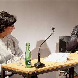 Literatur Hotel: Gundi Feyrer und Dieter Sperl.Einführungen: Alexandrea Millner und Paul Pechmann, Gespräch: Alexandra Millner, KULTUM [Cubus|, 6.11.2024, Foto: J. Rauchenberger