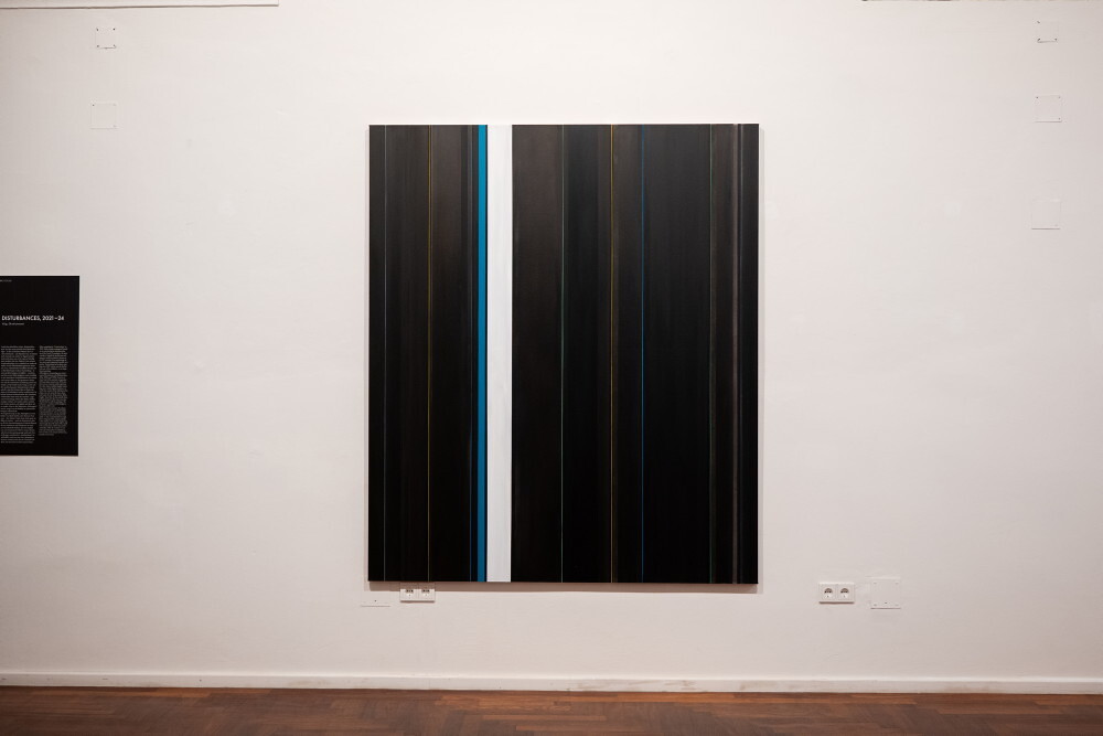 Foto: KULTUM/Adnan Babahmetovic Zlatko Koplljar: Disturbances, 2021–24, 10 tlg., Öl auf Leinwand, Ausstellungsansicht: Zlatko Kopljar: AUSLÖSCHUNG | ERASION. KULTUMUSEUM Graz, 27. Sept. 2024 – 12. Jan. 2025, Kurator: Johannes Rauchenberger