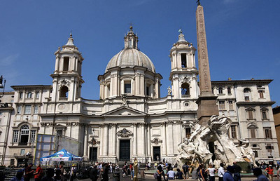 Rom, S. Agnese, Francesco Borromini und Carlo Rainaldi, 1652-57, Fassade, vollendet 1666.Foto: A. Kölbl