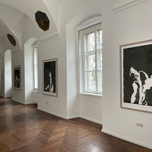 Wilhelm Scheruebl PEACOCK-Triptychon, 2004  Strich?tzung und Aquatinta auf B?ttenpapier (Unikat)  Gerahmt, je 151x117 cm 