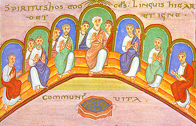 Pfingsten, Codex Egberti, fol. 103, Reichenauer Schule, um 980