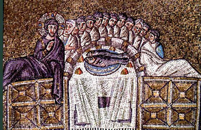 Abendmahl, Mosaik San Apollinare Nuovo, Ravenna
