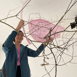 Aufbau der Ausstellung: 'SISTERS OF THE LABYRINTH' von Renate Kordon und Tamara Friebel, KULTUM Graz, 2.-23.März 2024  Foto: KULTUM/Johannes Rauchenberger