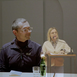 Doppelte Gäste: Thomas Ballhausen und Ferdinand Schmatz – 500 mg Orpheus Forte. | 17. November 2023 | Einführung: Barbara Rauchenberger  | Moderation des Gesprächs: Helwig Brunner. Foto: J. Rauchenberger