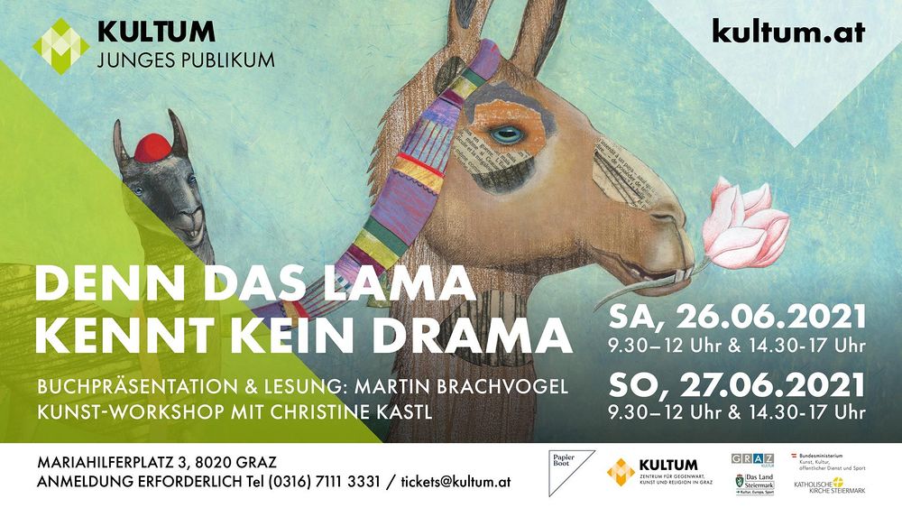 Denn das Lama kennt kein Drama, Buchpräsentation und Workshop, Christine Kastl. 