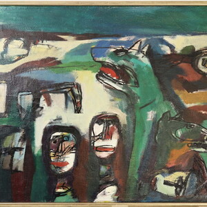 Friedrich ADUATZ: Das Massaker1970, 105x141 cm, Öl auf Leinwand, 