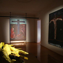 Guillaume Bruere, Dead & Alive. Alte Meister, 2021,  Ausstellungsaufbau. Foto: KULTUM/Andrea Hopper