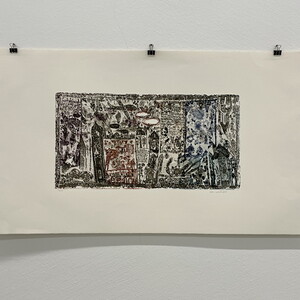 Alois NEUHOLD (*1951)  Mit Bomben und Penis,1981 26x50 cm Radierung auf Zink, 2 Platten,  5 Farben E.d.A. 3/20  KULTUMUSEUM Graz, Sammlung Wolf WN: 44017