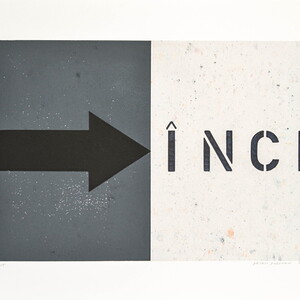 Peter Angerer: „Anfang“, Grafikunikate, Flachdruck, Schablonendruck, Schablonentext, 30cm x 40cm (Papier), 2020