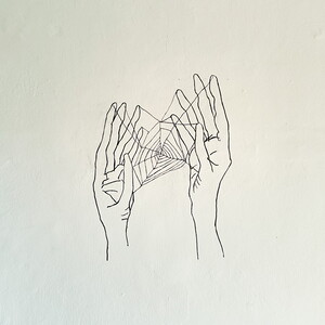 Ausstellung: 'SISTERS OF THE LABYRINTH' von Renate Kordon und Tamara Friebel, KULTUM Graz, 2. bis 23. März 2024Raum 1: Raumzeichnungen von Renate Kordon  Foto: Johannes Rauchenberger