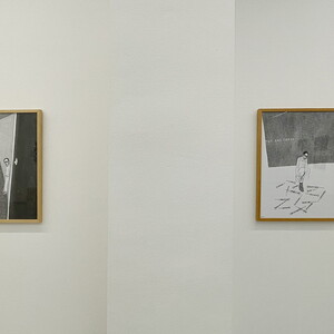 Werner REITERER: Listen to God, 2009;  Try and Error, 2009 Aus der Serie: Die gezeichneten Ausstellungen 