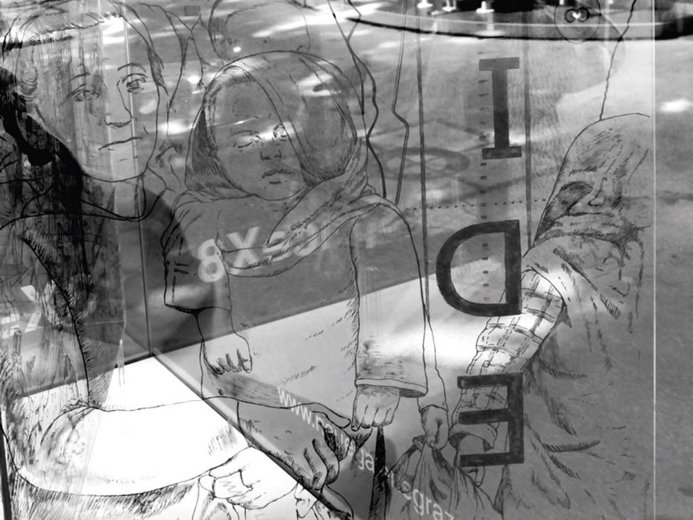 studio ASYNCHROME, Hide and Seek, (Detail), 2018, Mixed Media on Plexiglas, 150 x 90 cm