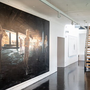 Muntean/Rosenblum,  * 1962 in Graz /*1962 in Haifa (IL), leben in Wien (AT), o.T. (The earth is literally a mirror …«), 2018, Öl und Pastellkreide auf Leinwand, 290 x 480 cm, KULTUMUSEUM Graz, aus: Last & Inspiration (2018)