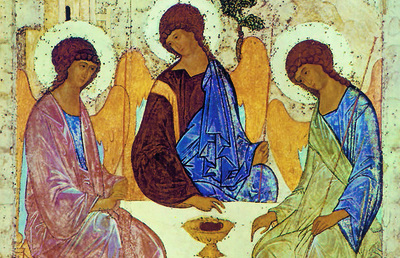 A. Rubljow, Dreieinigkeit, Ikone, russisch, um 1510, Moskau, Tretjakov-Galerie