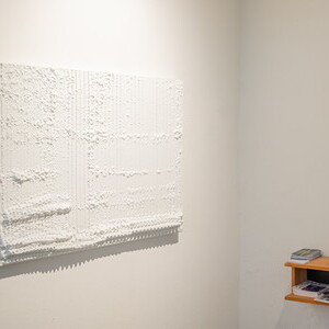 0512, Martin Mathy * 1976 , Steffen Strassnig *1969, leben und arbeiten in Graz (AT), Sonagramm des Wortes „Allah“, 2008 – 2010, Kunststoff, CNC-gefräst, 87 x 140 x 8 cm, 1/ 3, DVD, In Kooperation mit Islamforscher Ibric Almir / Islamische, Religio