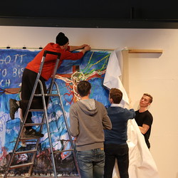 Guillaume Bruere, Dead & Alive. Alte Meister, 2021,  Ausstellungsaufbau. Foto: KULTUM/Andrea Hopper