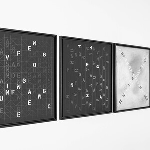 Peter Angerer: „Anfang“, Grafikunikate, Flachdruck, Schablonendruck, Schablonentext, 30cm x 40cm (Papier), 2020