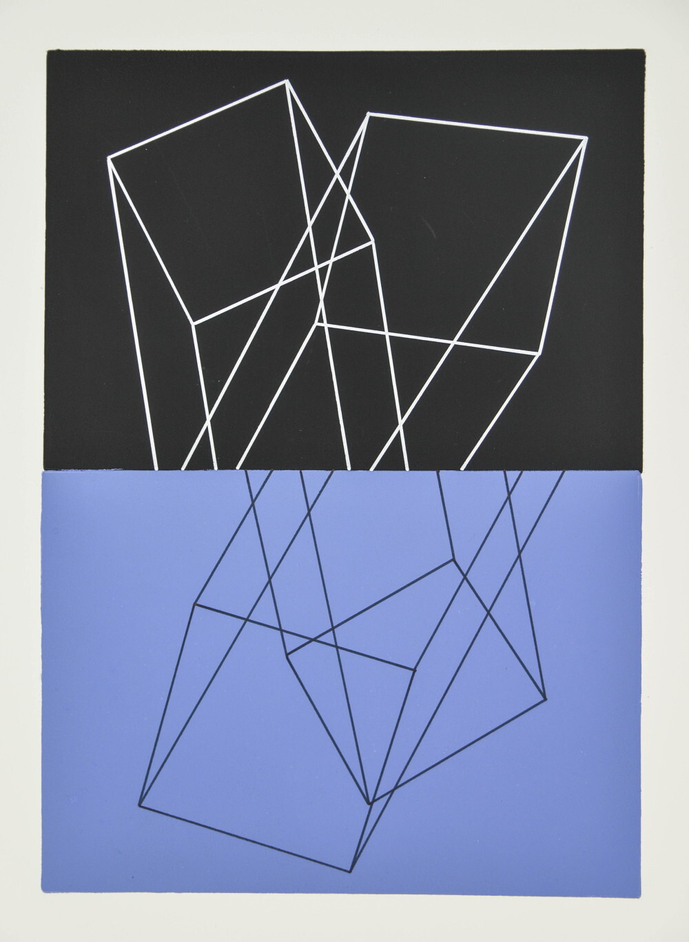 Peter Angerer: „Die Erfindung der Realität“, 2017, Grafikserie/Unikate, 10 Arbeiten, Monotypie, Elementendruck, Text, Zeichnung, je 59,4cm x 42cm