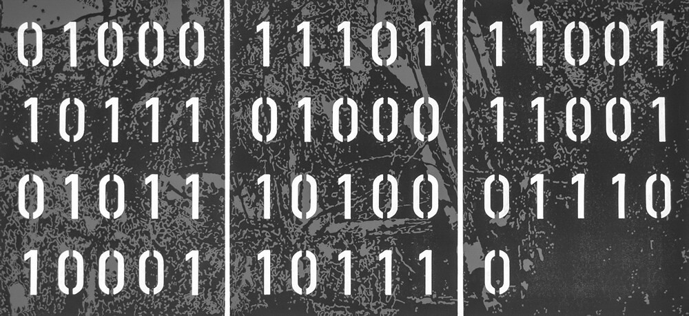 Peter Angerer: „Gstettn“, Foto,1988, Radierungen, 2004/21, Hochdrucke/Schablonentext, Zeichnung, 2020-23