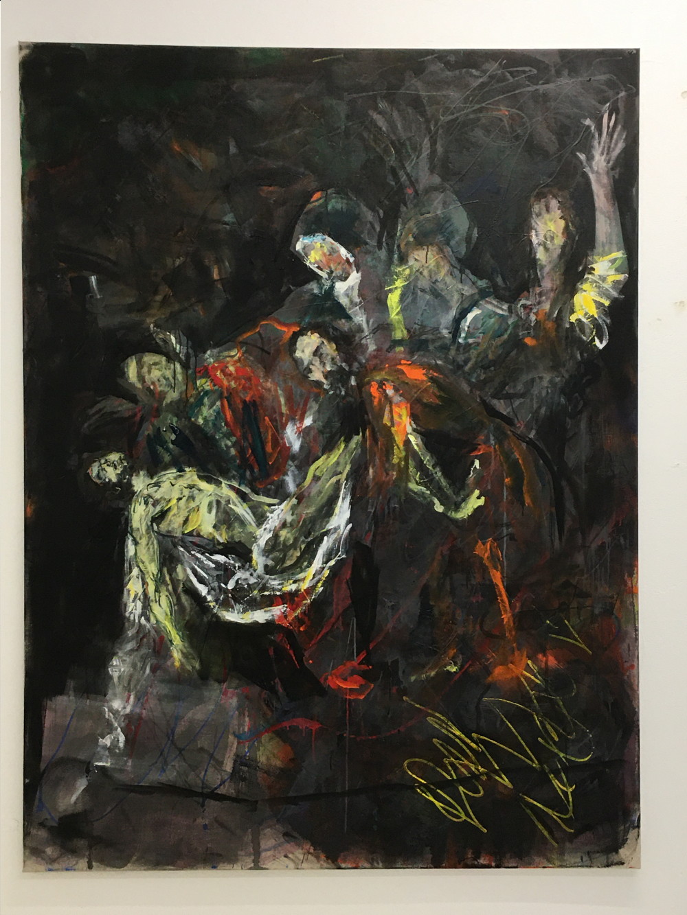 Guillaume Bruère, 30.9.2020 Acryl auf Leinwand, 195x140 cm, after Caravaggio "The Entombment of Christ", painted in Berlin, Courtesy of the Artist